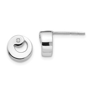 925 Sterling Silver Rhodium-plated Diamond Post Earrings
